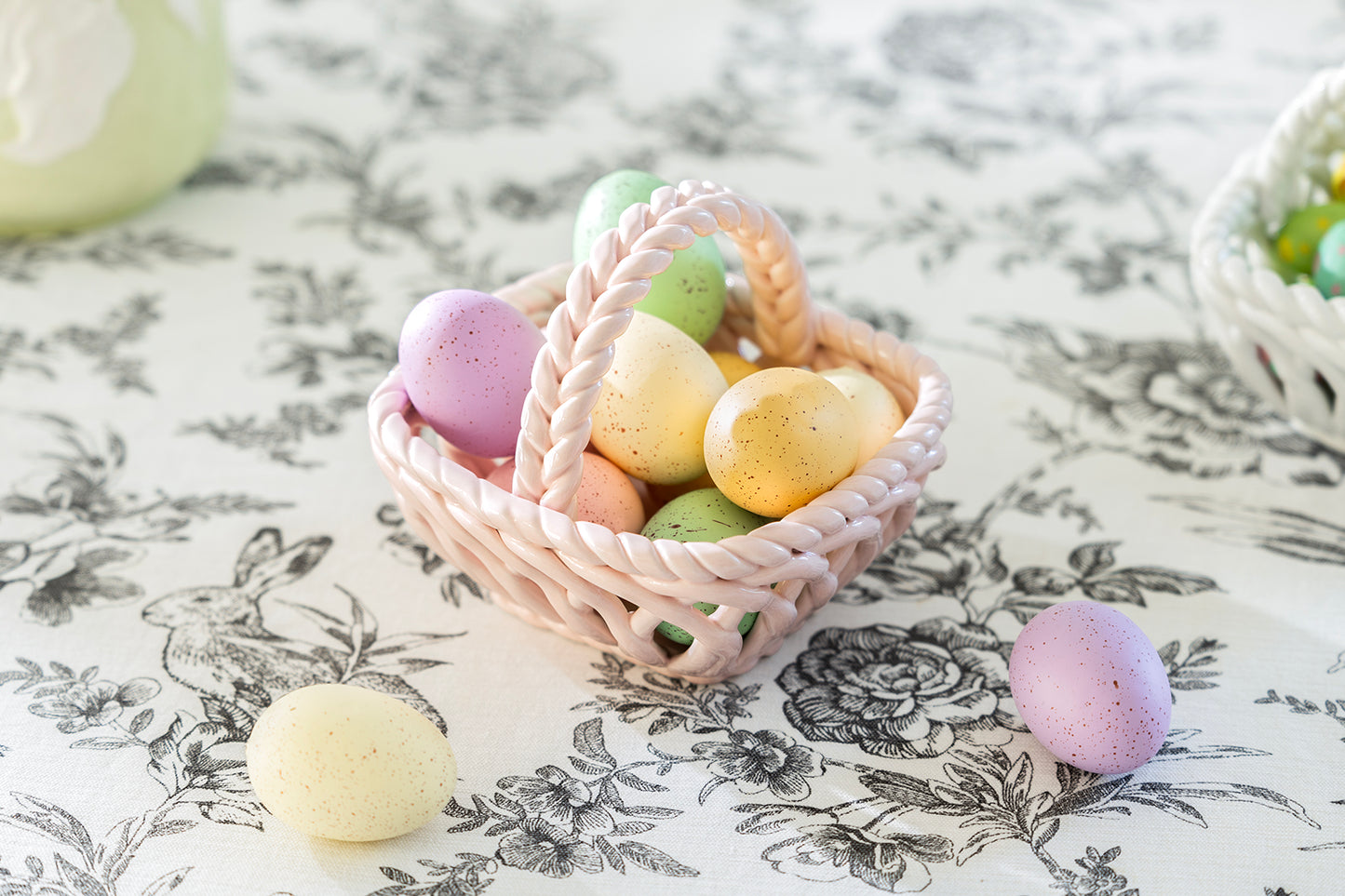 Hand Woven Easter Small Basket - Pink