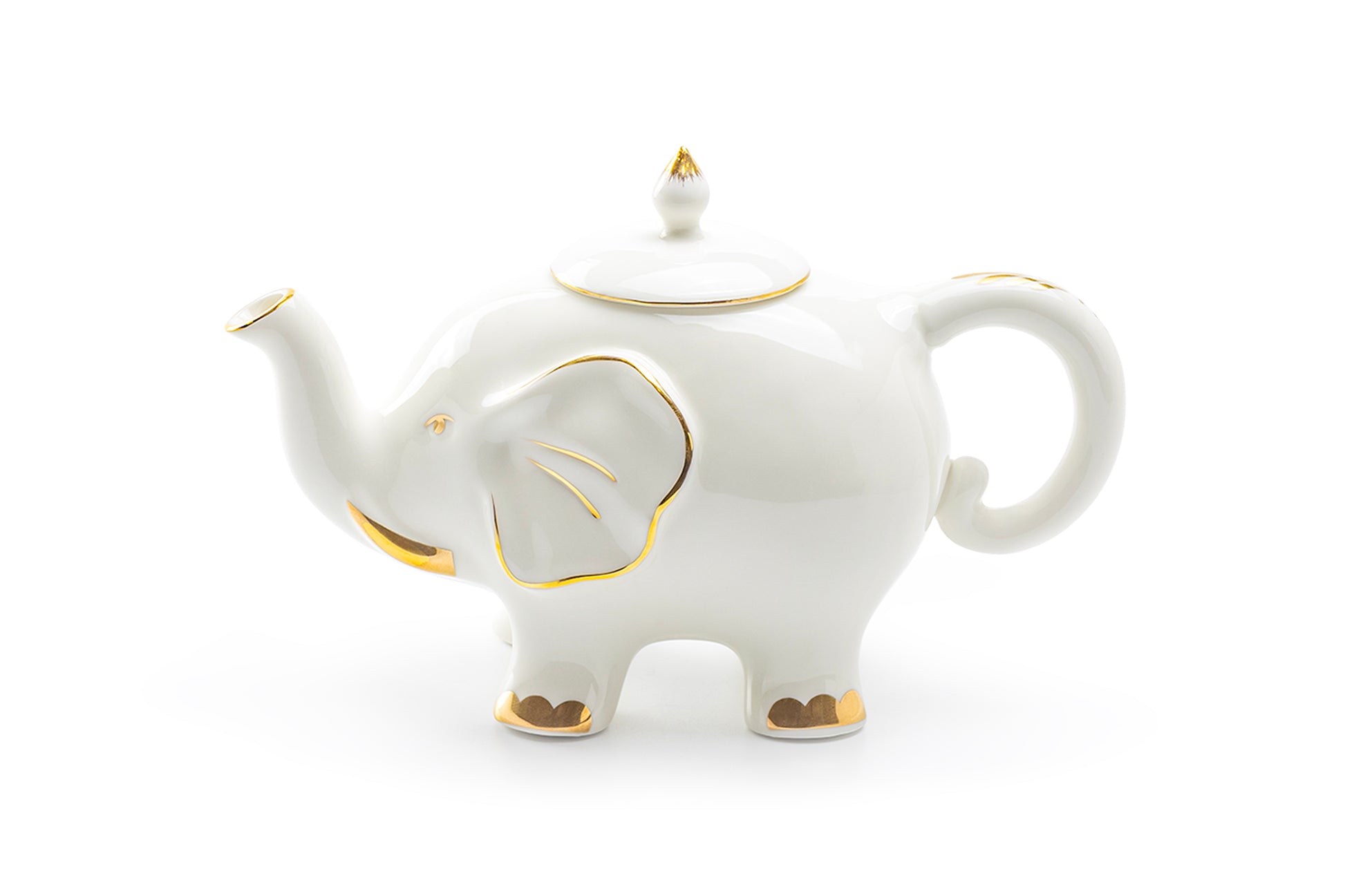 Grace Teaware White Gold Elephant Fine Porcelain Teapot