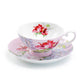 Stechcol Gracie Bone China Red Peony Bloom Pink Bone China Cup and Saucer