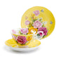 Stechcol Gracie Bone China Rose Bouquet Yellow Tea Cup and Saucer Set