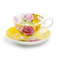 Stechcol Gracie Bone China Rose Bouquet Yellow Tea Cup and Saucer