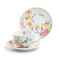 Grace Teaware Spring Flowers with Bird Fine Porcelain Latte Cup and Saucer set