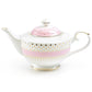 Pink Stripe with Gold Dots Fine Porcelain Teapot