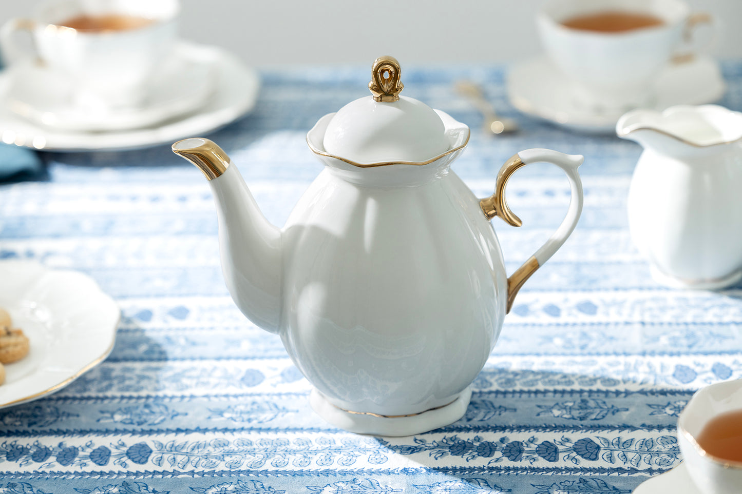 Grace Teaware White Gold Scallop Tea Pot teapot