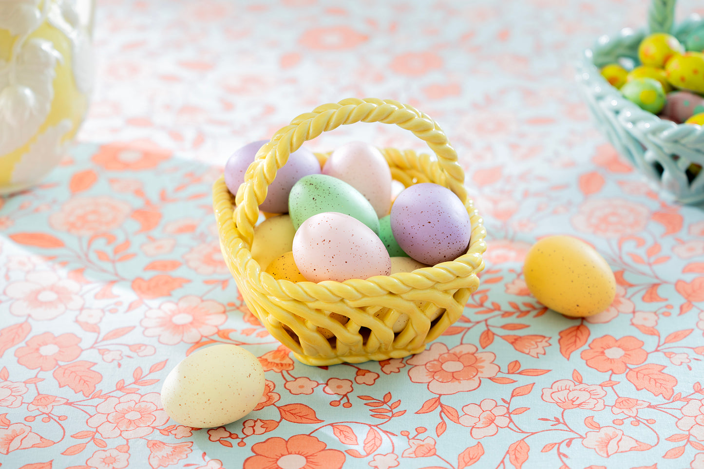 Hand Woven Easter Small Basket - Yellow