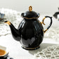 Black Gold Scallop Fine Porcelain Teapot