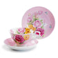 Stechcol Gracie Bone China Rose Bouquet Pink Tea Cup and Saucer Set