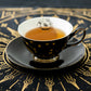 Grace Teaware Halloween Witchy Crystal Ball Fortune Teller Psychic Astrology Black Gold Tea Cup and Saucer