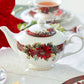 Poinsettia Pine Cone Fine Porcelain Teapot