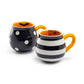 Terramoto Ceramic Halloween Bat Dots and Spider Web Stripes Mugs