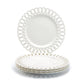 Grace Teaware 10.25" White Heirloom Fine Porcelain Dinner Plate Set of 4