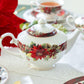 Poinsettia Pine Cone Fine Porcelain Tea Set