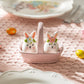 White Egg Bunnies with Pink Basket Ceramic Salt and Pepper Shaker Set