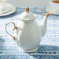 Grace Teaware White Gold Scallop Fine Porcelain Tea Pot teapot