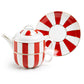 Red Carousel Stripes Fine Porcelain Tea For One Set