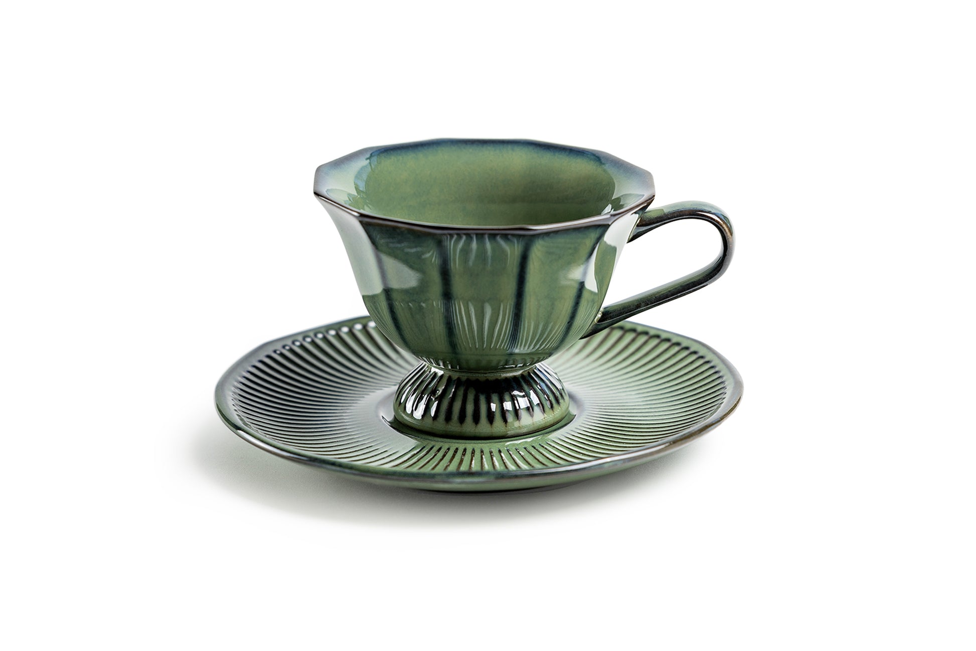 Grace Teaware Emerald Elegance Fine Porcelain Cup and Saucer