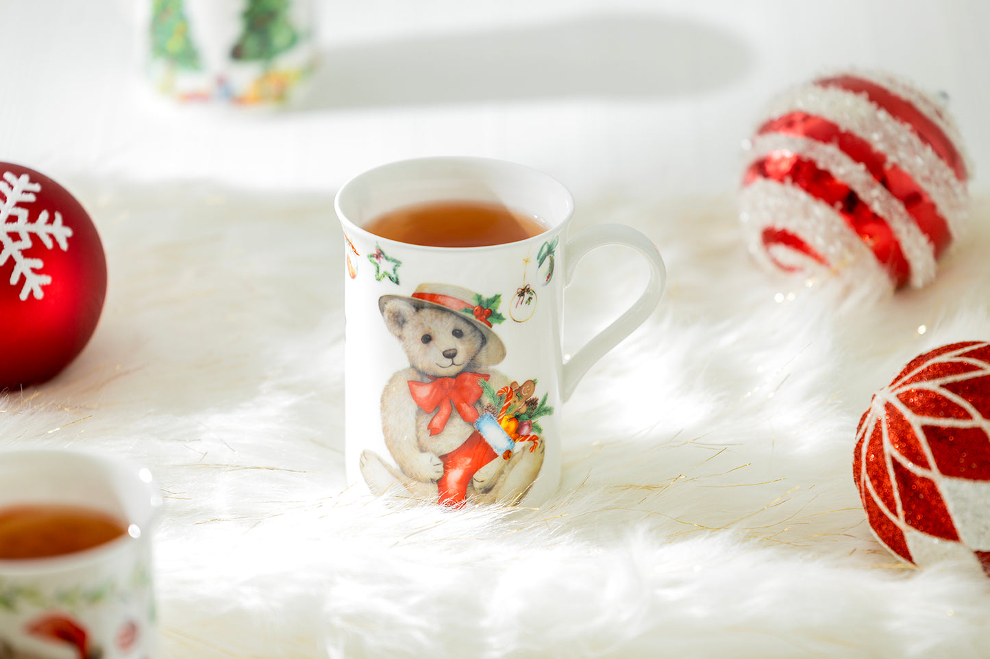 Christmas Tree and Bears Bone China Mug Set of 4