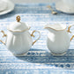 Grace Teaware White Gold Scallop Fine Porcelain Sugar & Creamer Set