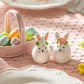 White Egg Bunnies with Pink Basket Ceramic Salt and Pepper Shaker Set