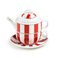 Grace Teaware Red Carousel Stripes Fine Porcelain Tea For One Set