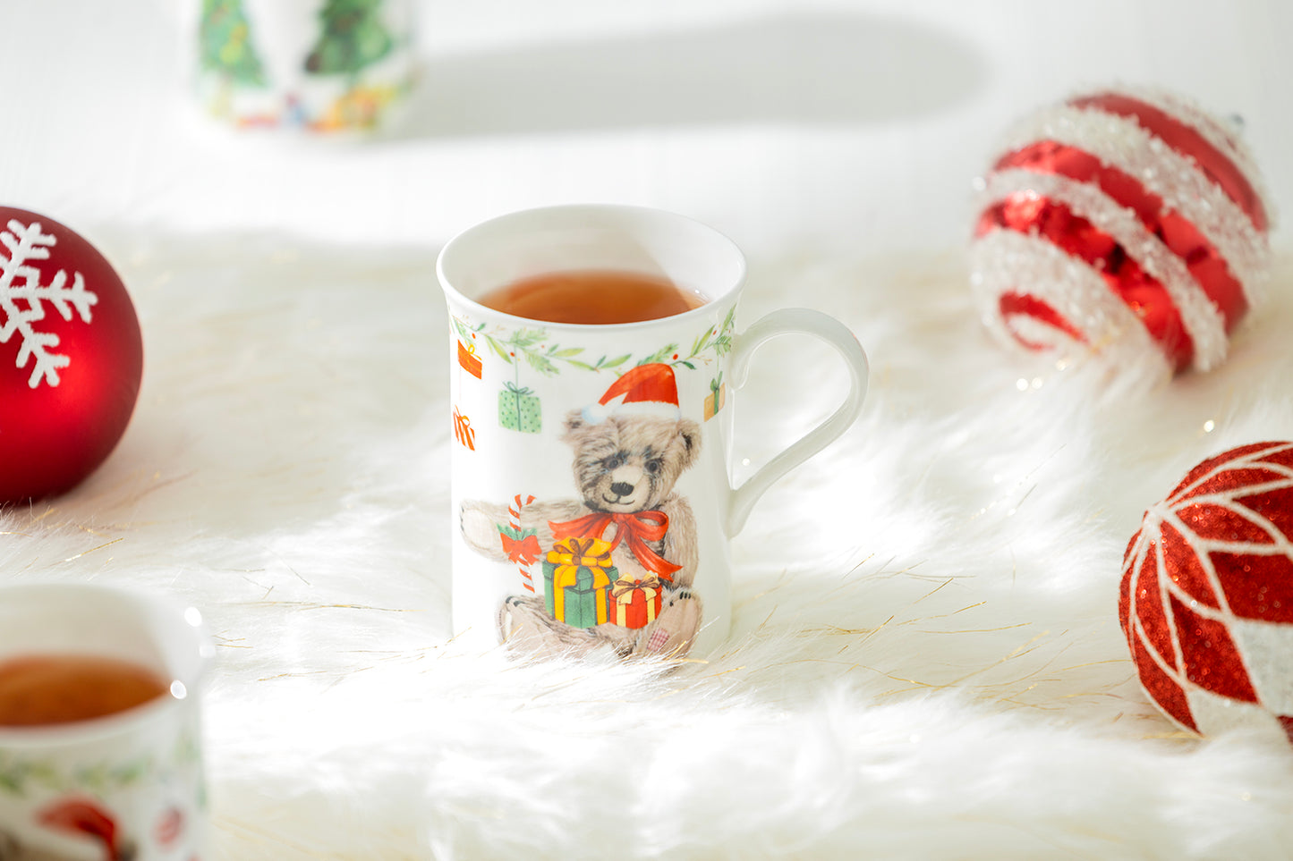 Christmas Tree and Bears Bone China Mug Set of 4