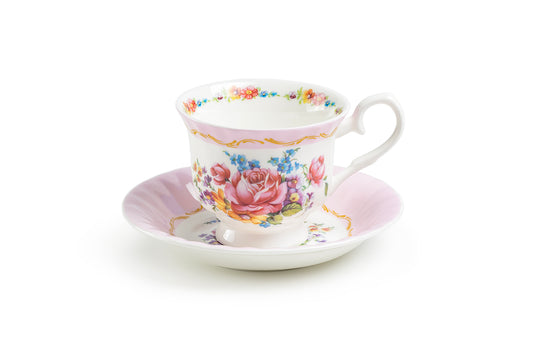 Gracie Bone China Marie Rose Pink Bone China Tea Cup and Saucer