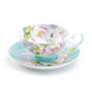 Stechcol Gracie Bone China Peony Bloom Blue Bone China Tea Cup Set