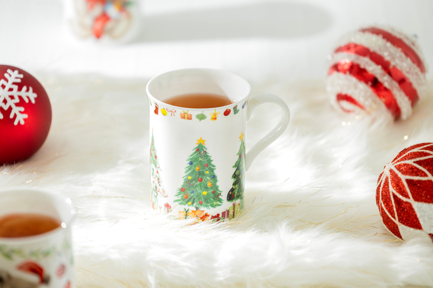 Christmas Tree and Bears Bone China Mug Set of 4