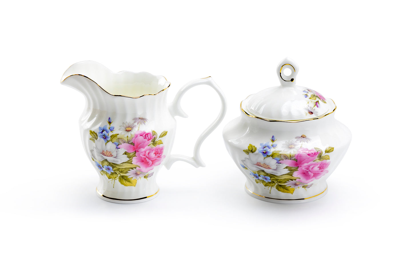 Stechcol Gracie Bone China Grace's Pink Rose Bone China Sugar & Creamer Set