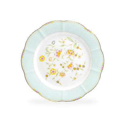 Grace Teaware Yellow Corn Flowers with Mint Rim Fine Porcelain Dessert Plate