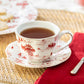 Red Village Fine Porcelain Tea Cup and Saucer