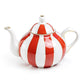 Red Carousel Stripes Fine Porcelain Teapot