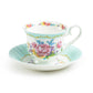 Gracie Bone China Marie Rose Mint Green Bone China Tea Cup and Saucer