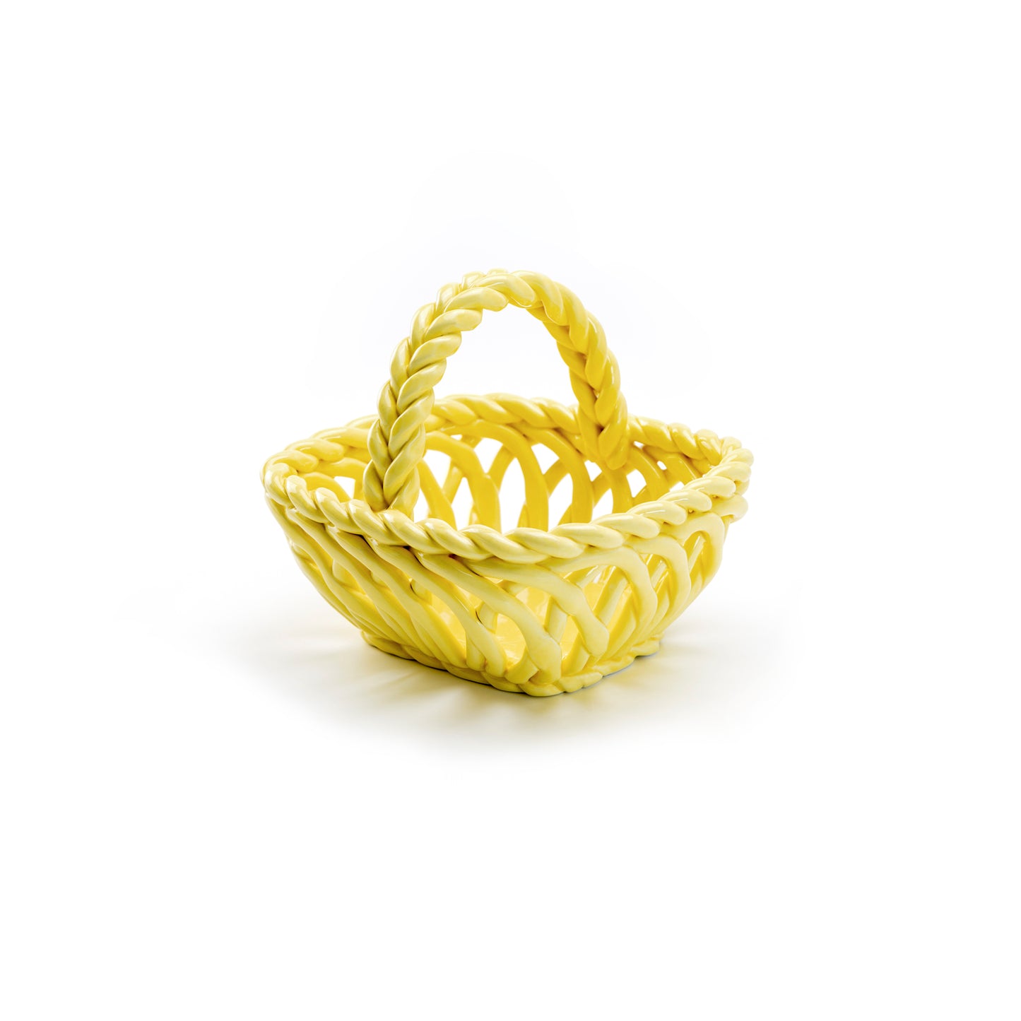 Hand Woven Easter Small Basket - Yellow