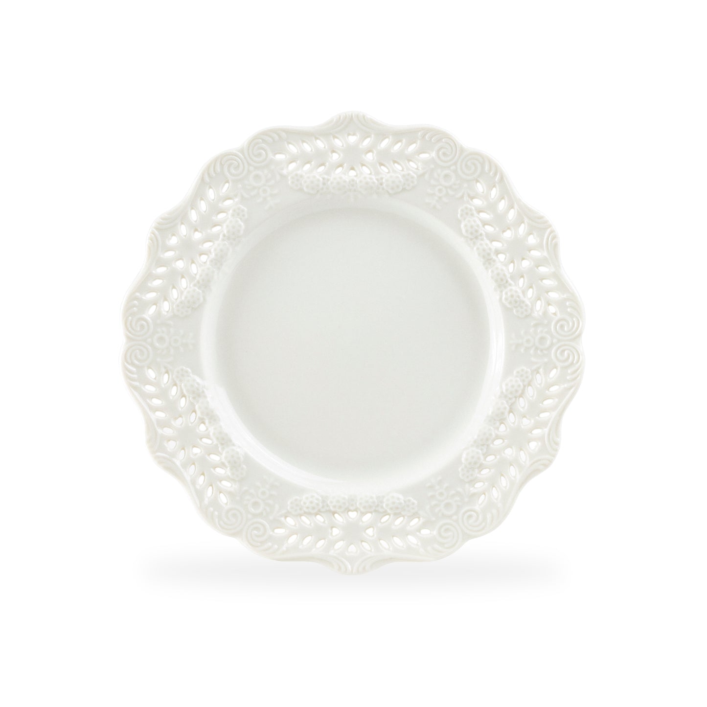 White Victorian Fine Porcelain Dessert / Dinner Plate