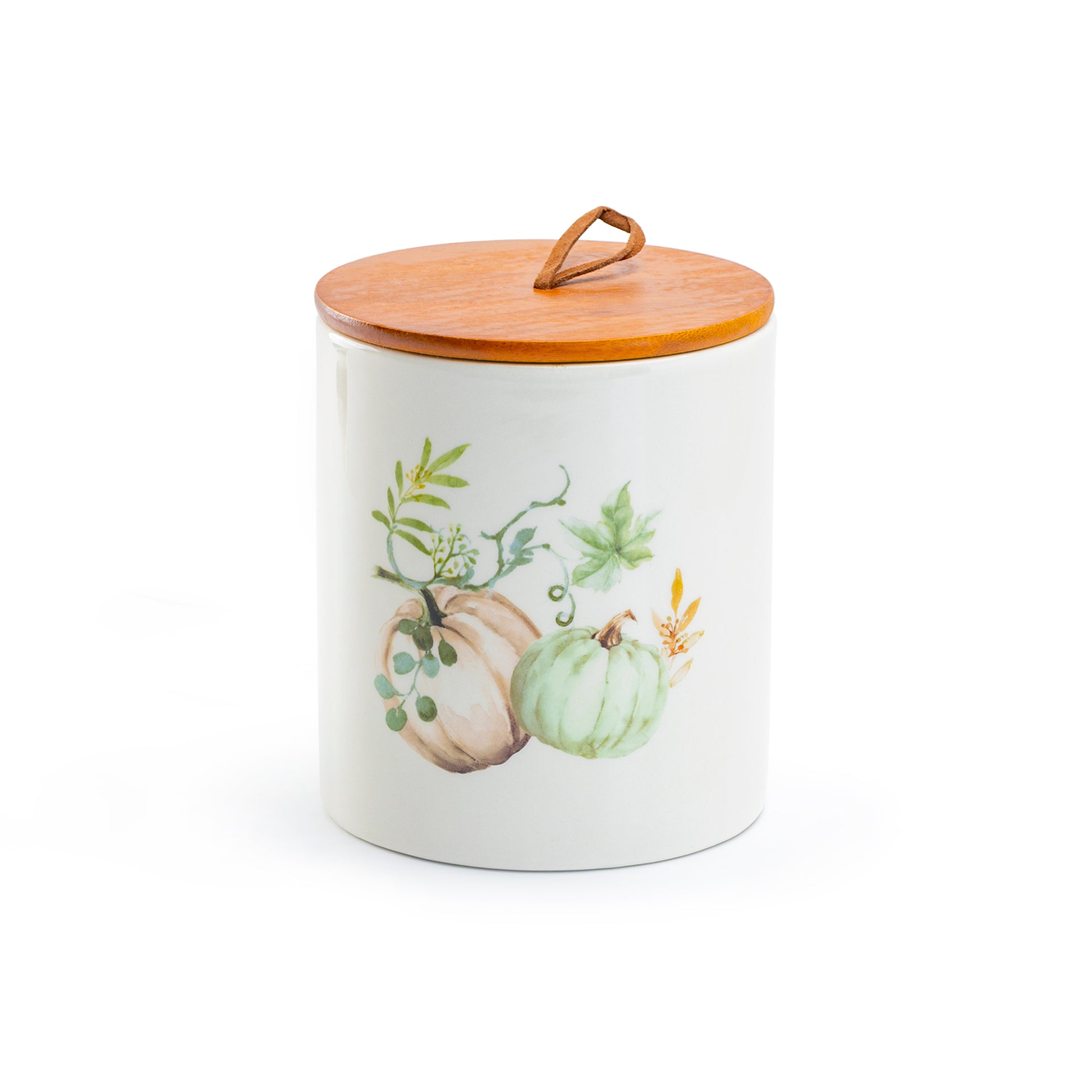 Potter's Studio Fall Pumpkin Canister with Walnut Color Bamboo Lid