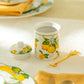 Lemon Garden Fine Porcelain Spice Jars with Silicone Gasket Set of 2