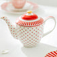 Grace Teaware Red Josephine Stripes and Dots Fine Porcelain Teapot