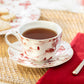 Red Village Fine Porcelain Tea Cup and Saucer