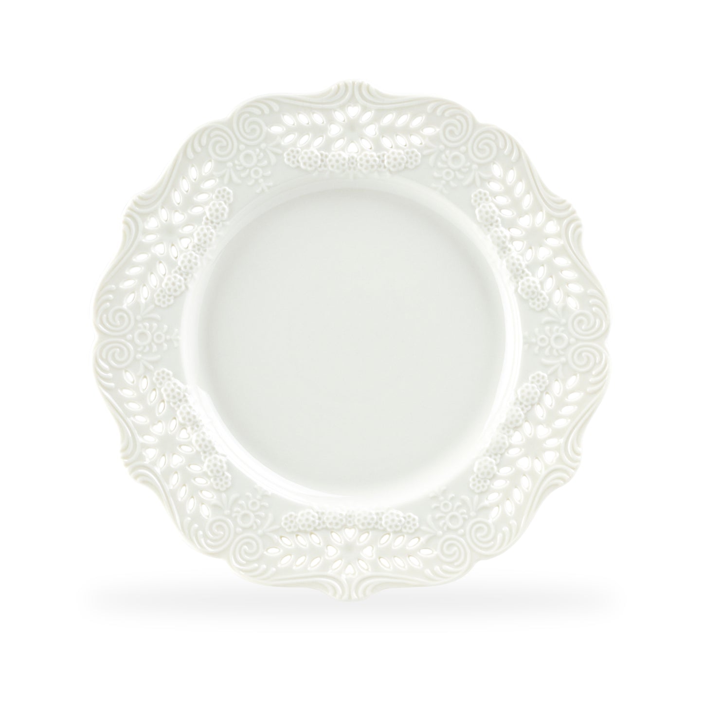 White Victorian Fine Porcelain Dessert / Dinner Plate