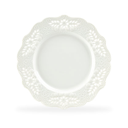 White Victorian Fine Porcelain Dessert/Dinner Plate