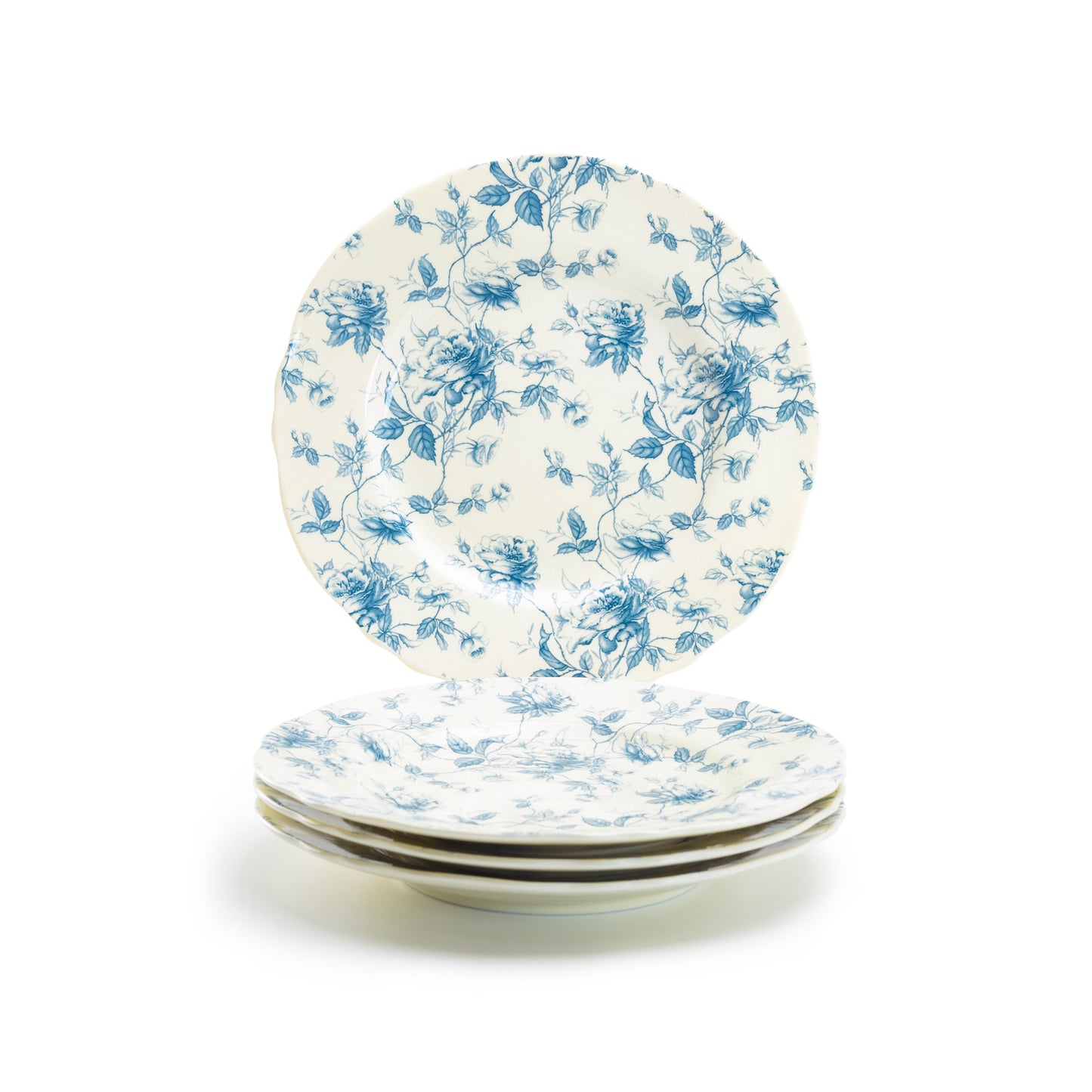 8.25" Blue Rose Toile Fine Porcelain Dessert Plate