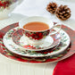 Poinsettia Pine Cone Fine Porcelain Tea Cup and Saucer