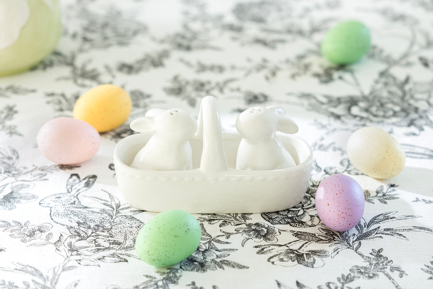 Easter Bunny Basket Ceramic Salt and Pepper Shaker Set