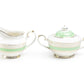 Mint Green Stripe with Gold Dots Fine Porcelain Sugar & Creamer Set