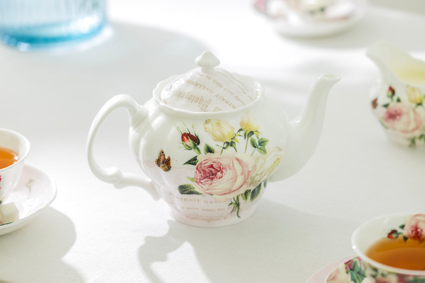 Liz's Rose Garden Bone China 11-Piece Tea Set