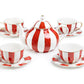 Red Carousel Fine Porcelain 11-Piece Tea Set