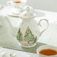 Grace Teaware Christmas Pine Trees Fine Porcelain Teapot