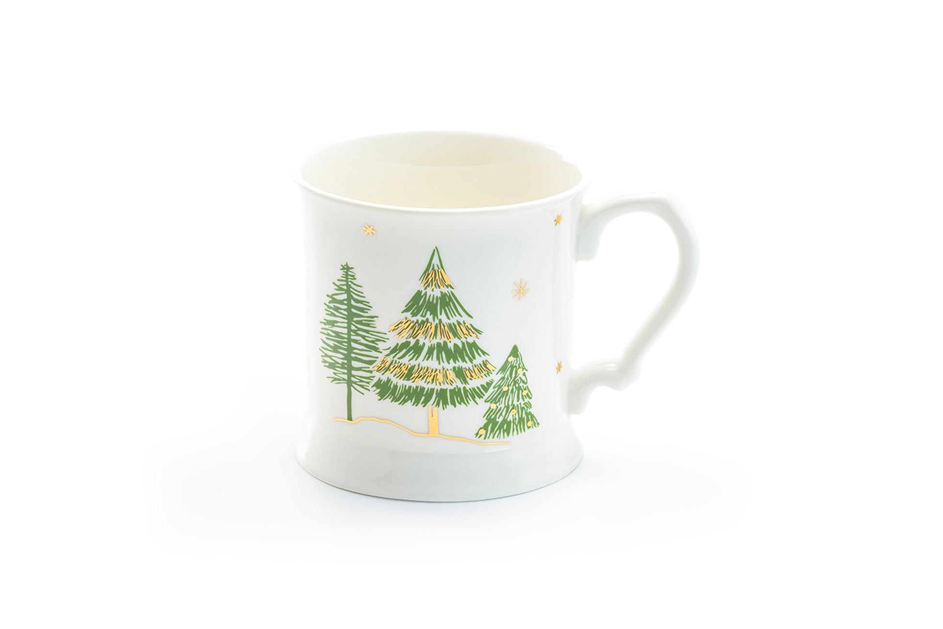 Grace Teaware Classic Christmas Green Pine Trees Porcelain Coffee Mug 13 ounce