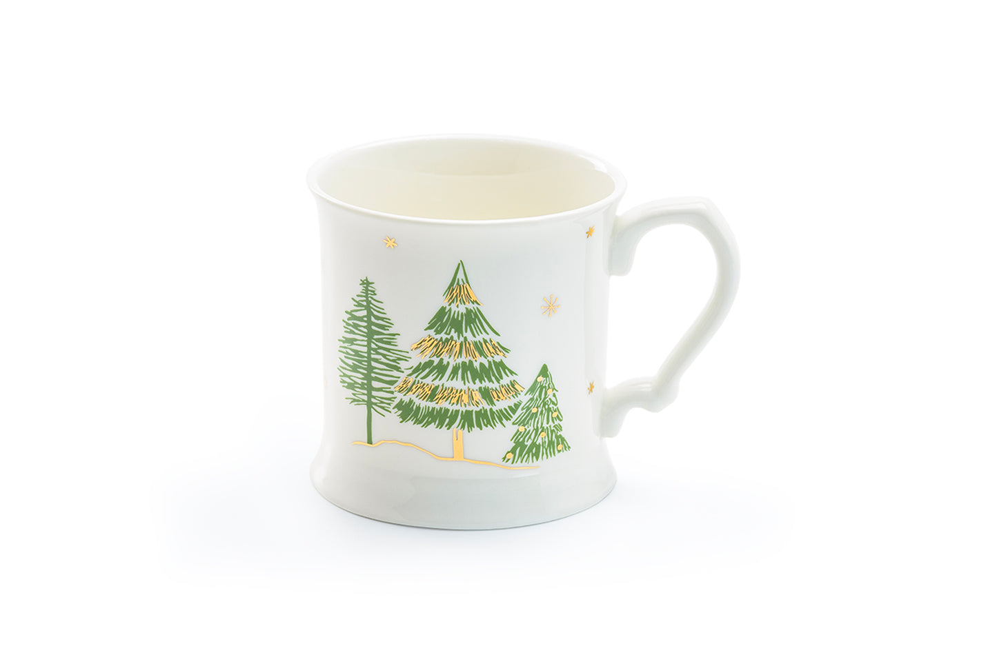 Grace Teaware Classic Christmas Green Pine Trees Porcelain Coffee Mug 13 ounce